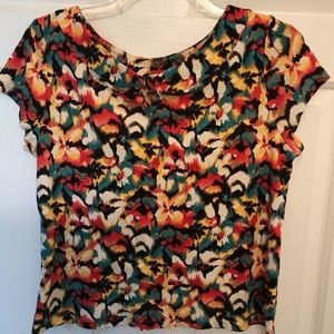 Rafaella Colorful Abstract Print Short Slv Blouse